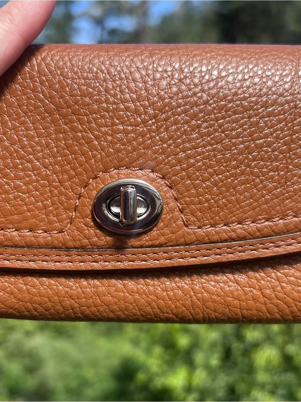 VINTAGE COACH Brown Pebble Leather Wallet w Silver Hardware Turn-lock AUTHENTIC - Picture 10 of 15